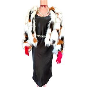 Cruella de Vil 6-Piece Halloween Costume Dress Faux Fur Size Large Extra Large